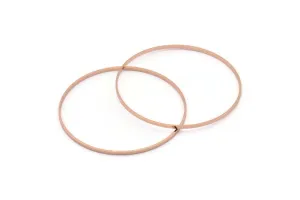 55mm Circle Connectors - 2 Rose Gold Plated Brass Circle Connectors (55x0.75x1.8mm) Bs 1073 Q0623