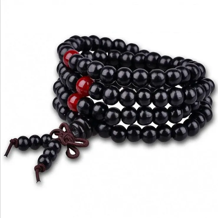 6mm108 Beads Bracelet Imitation Small Leaf Red Sandalwood