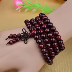 6mm108 Beads Bracelet Imitation Small Leaf Red Sandalwood