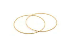 70mm Gold Plated Circles, 6 Gold Plated Brass Circle Connectors (70x1x1mm) Bs 1103 Q0780