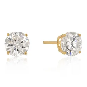 7mm New Sterling Round Cut Cubic Zirconia Studs Gold