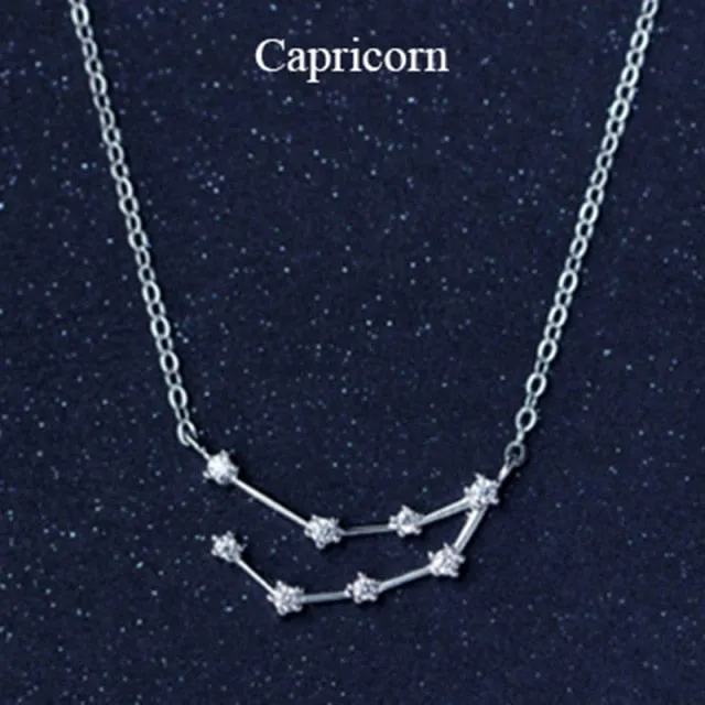 925 Sterling Silver 12 Star Zodiac Astrology Necklace