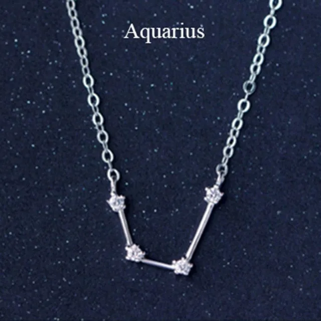 925 Sterling Silver 12 Star Zodiac Astrology Necklace