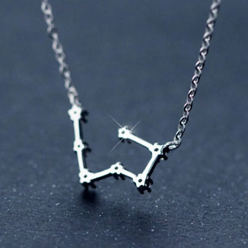 925 Sterling Silver 12 Star Zodiac Astrology Necklace