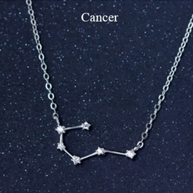 925 Sterling Silver 12 Star Zodiac Astrology Necklace