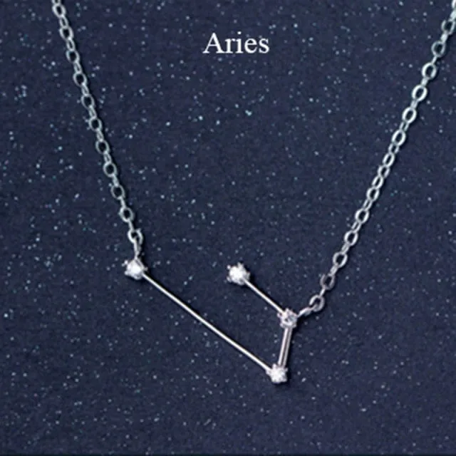 925 Sterling Silver 12 Star Zodiac Astrology Necklace