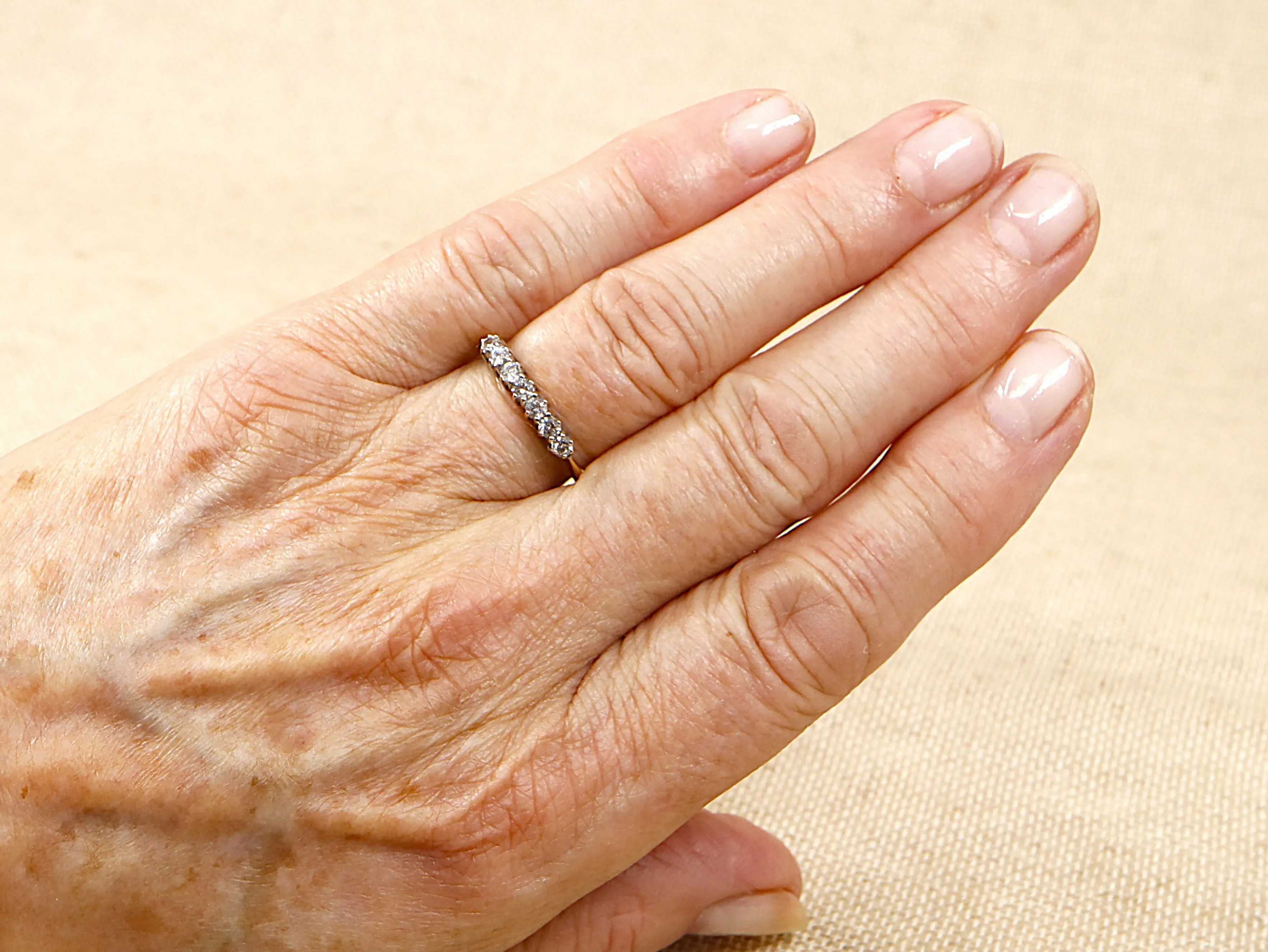 9ct Gold 7 x Stone CZ Half Eternity Ring