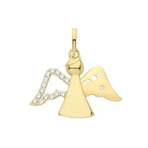 9CT GOLD CZ ANGEL MUM PENDANT