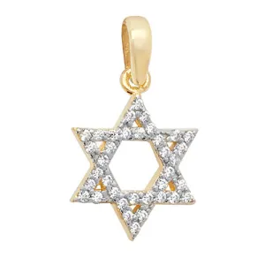 9CT GOLD CZ STAR OF DAVID PENDANT