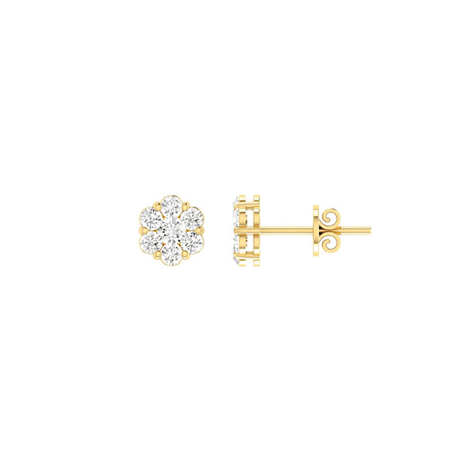 9K Yellow Gold Tdw. 0.33ct Diamond Cluster Stud Earrings - 20717278