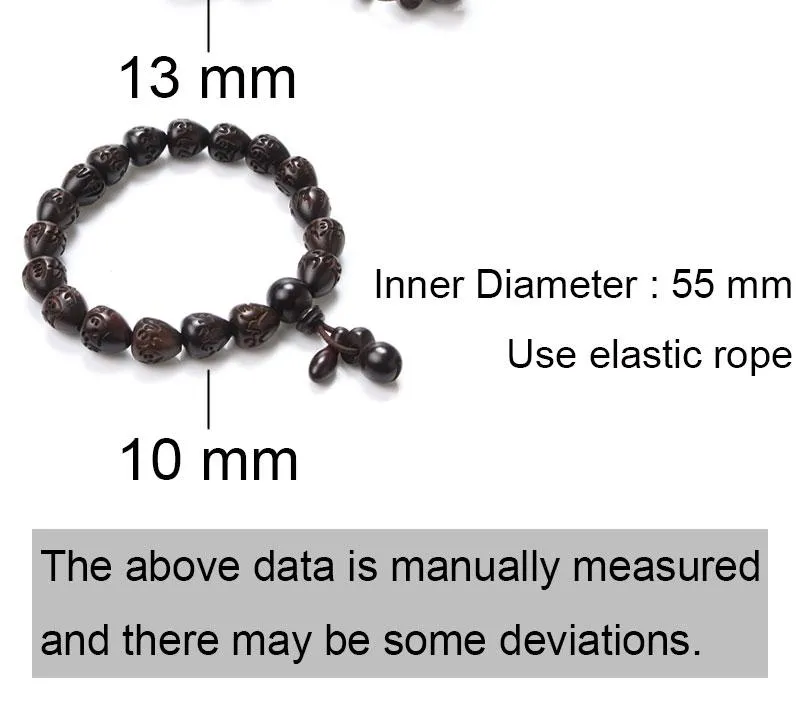 African Blackwood Engraved Sanskrit Oval Beaded Prayer Bracelet