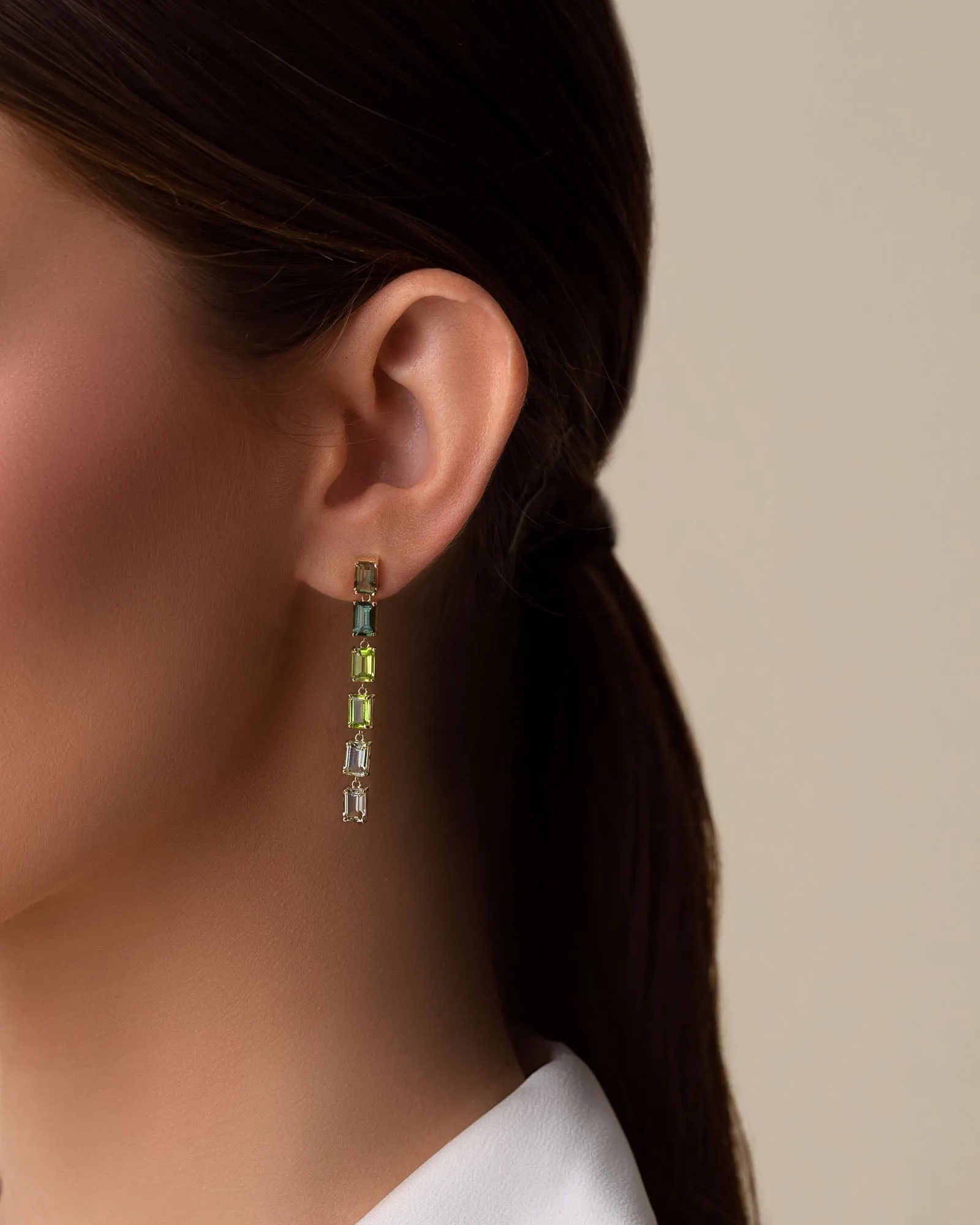 Amalfi Emerald Cut Green Ombre Midi Drop Earrings