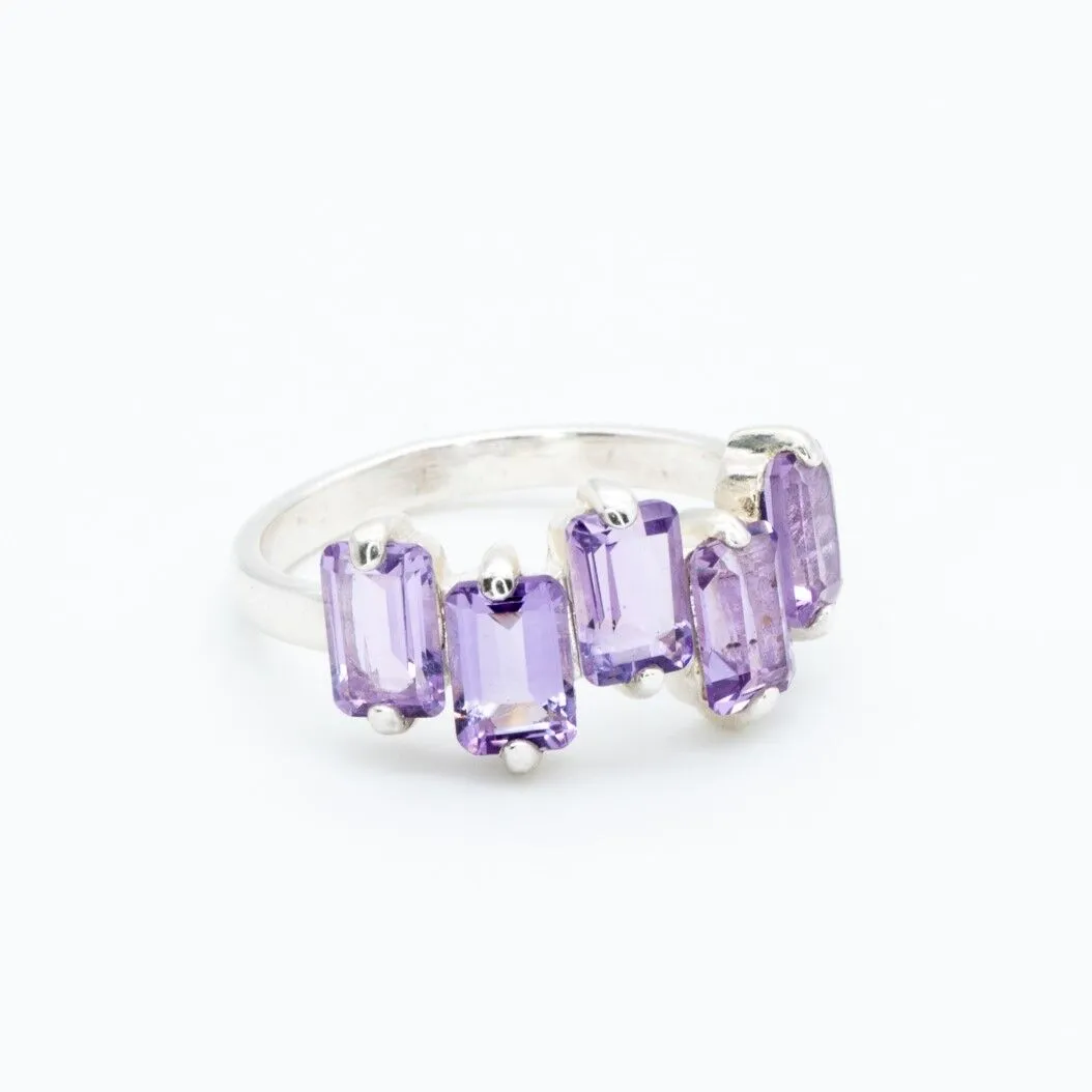 Amethyst Baguette Ring - February Birthstone Ring - Purple Gemstone Ring