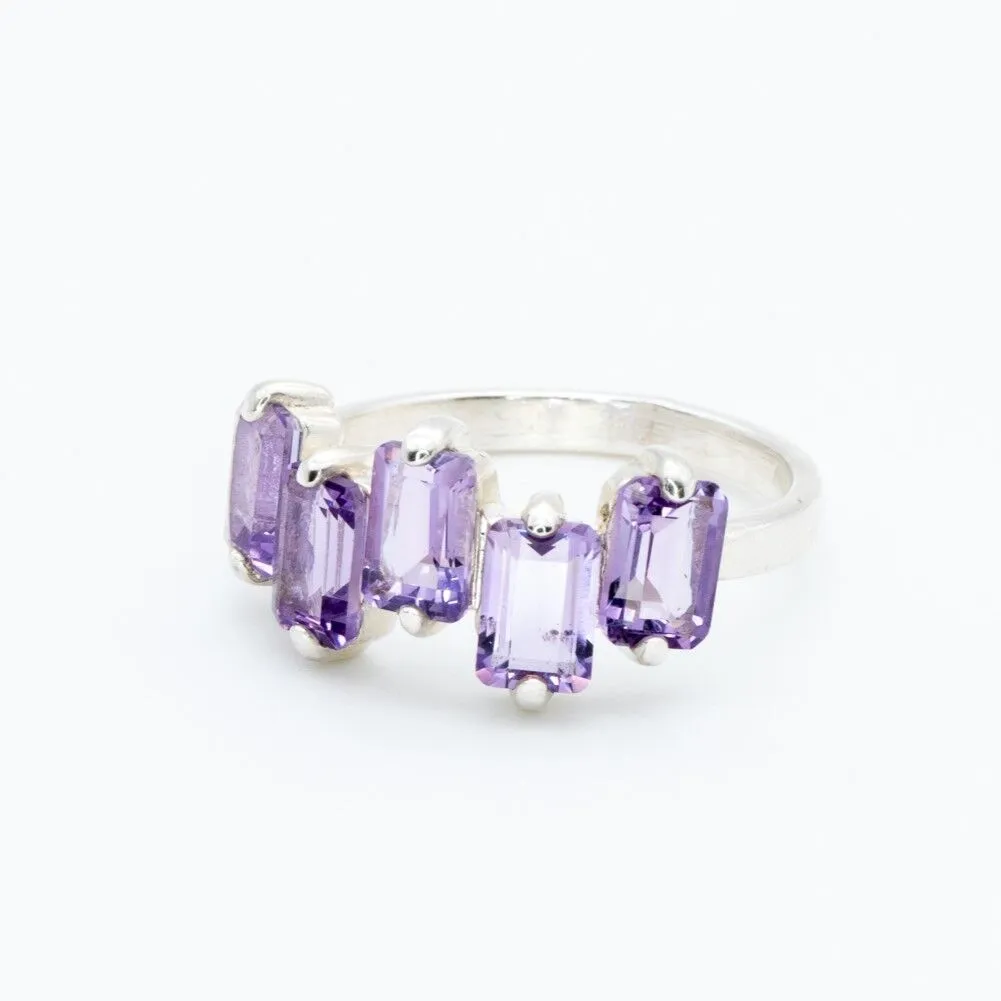 Amethyst Baguette Ring - February Birthstone Ring - Purple Gemstone Ring