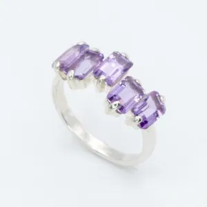 Amethyst Baguette Ring - February Birthstone Ring - Purple Gemstone Ring