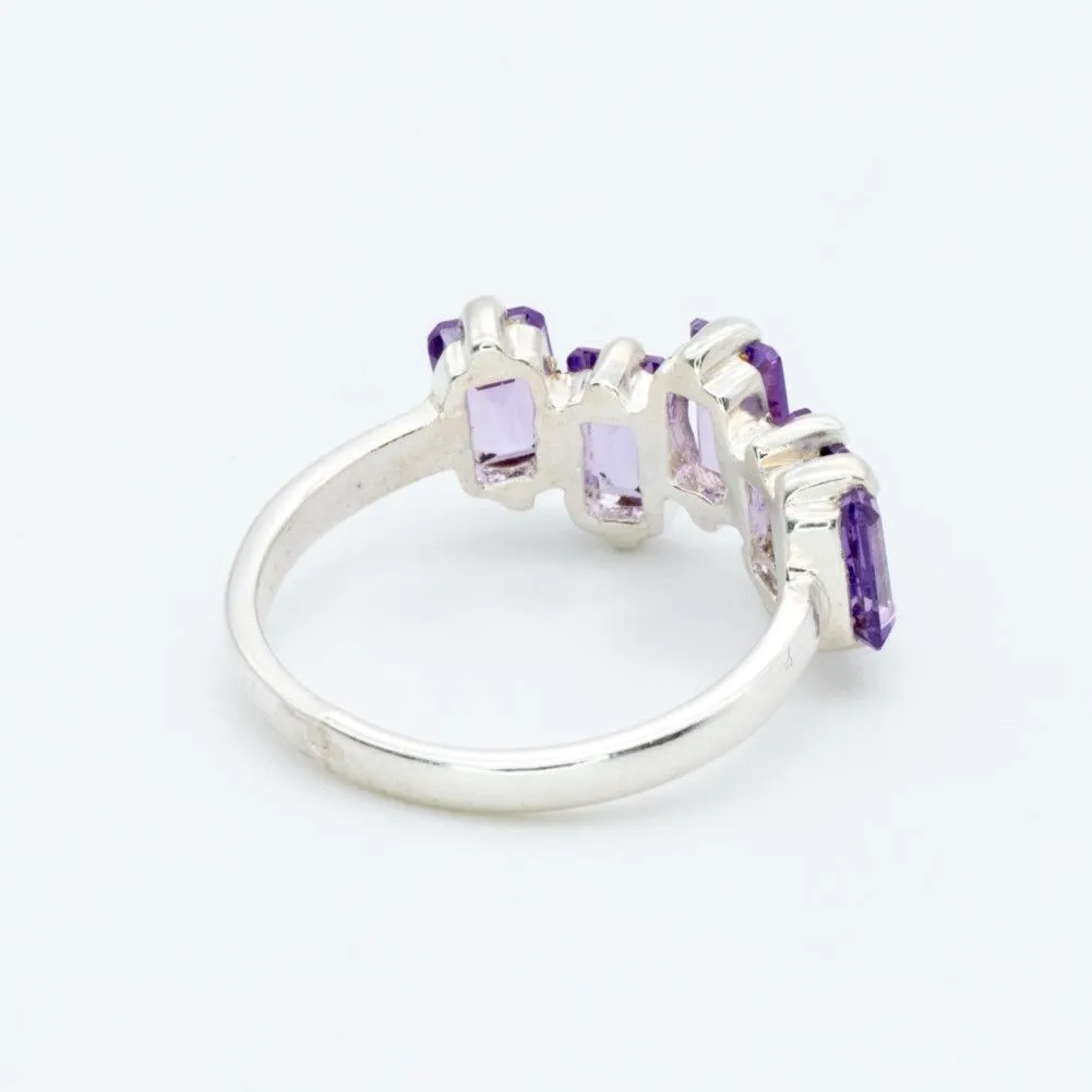 Amethyst Baguette Ring - February Birthstone Ring - Purple Gemstone Ring