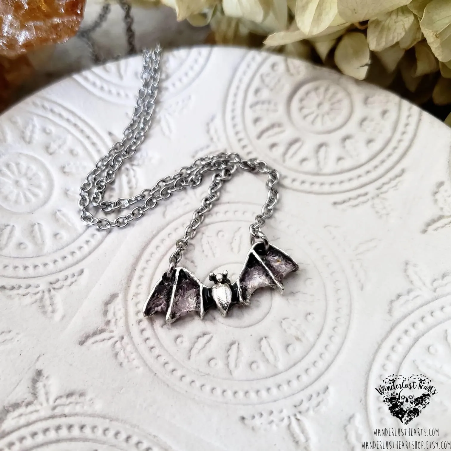 Amethyst Bat necklace