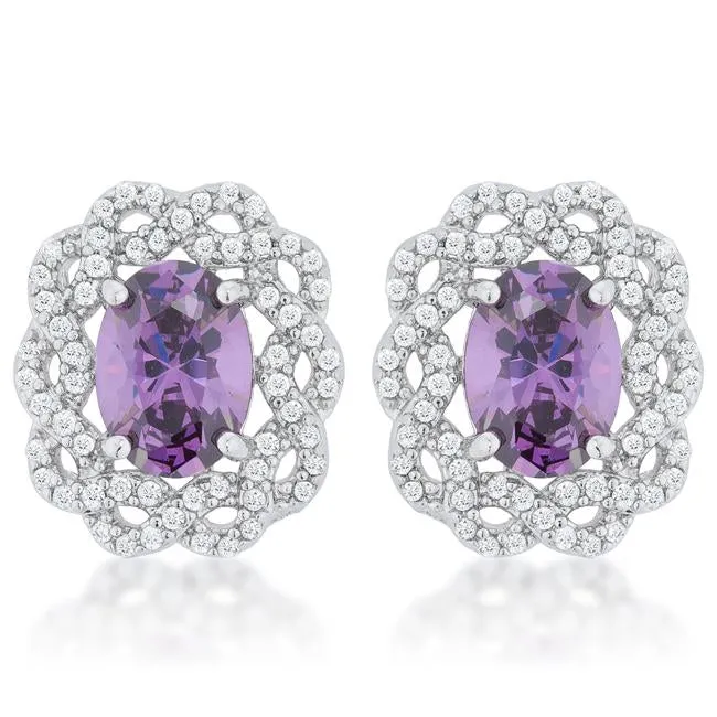 Amethyst Oval Stud Earrings