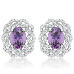 Amethyst Oval Stud Earrings