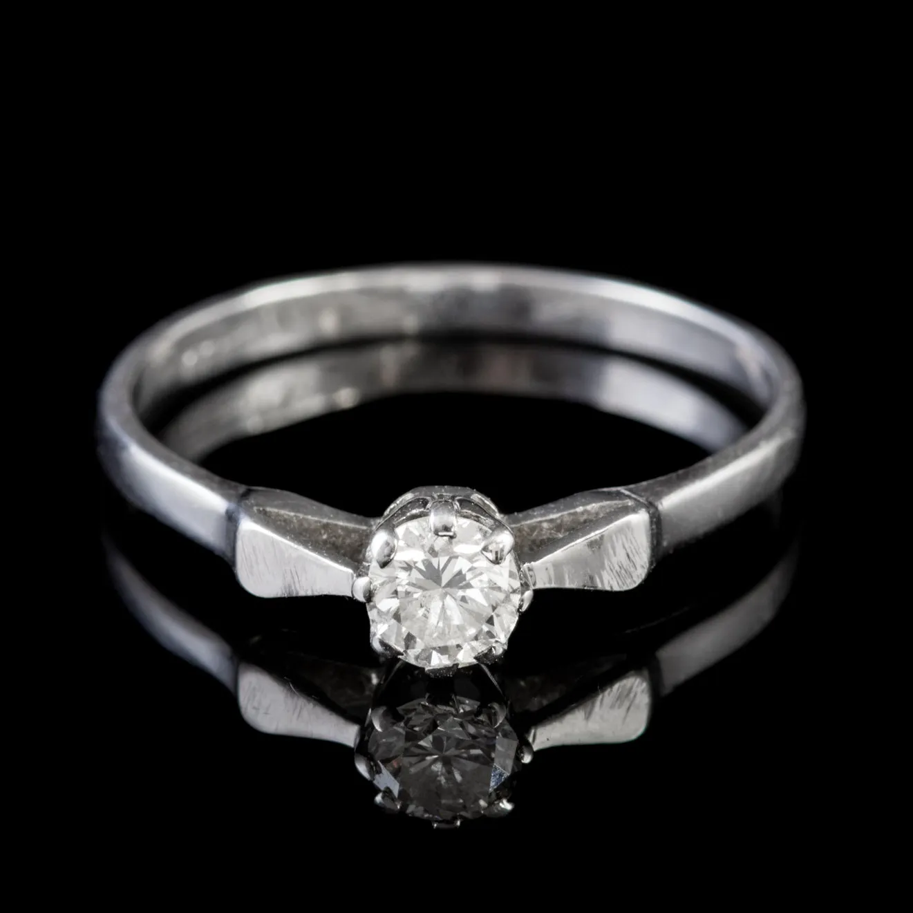 Antique Edwardian Diamond Solitaire Engagement Ring 18Ct Gold Circa 1910