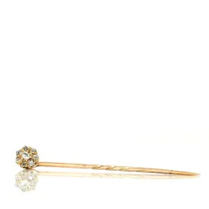 Antique Victorian 0.32ct Diamond 9ct Gold Stick Pin Brooch