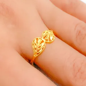 Asymmetrical Leaf Accented Ring