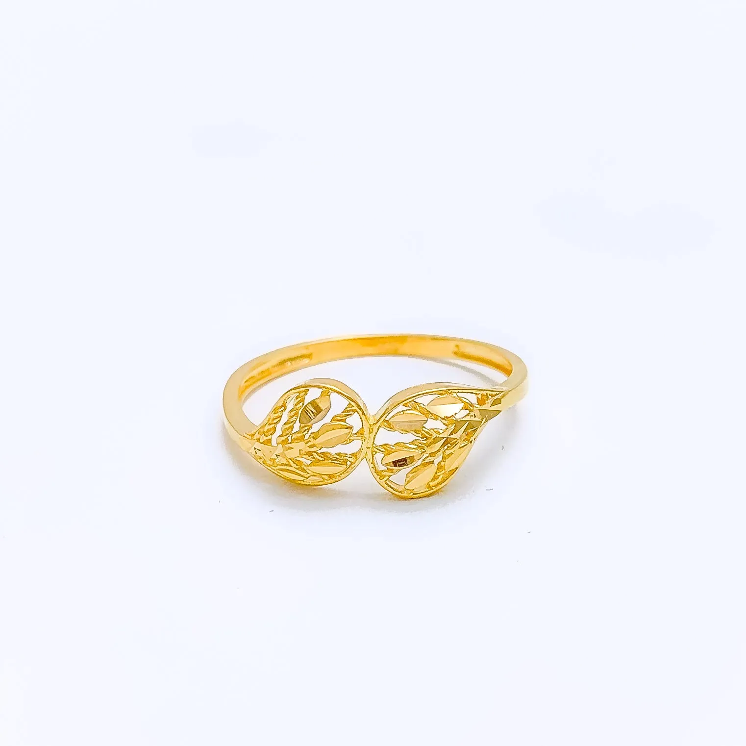 Asymmetrical Leaf Accented Ring