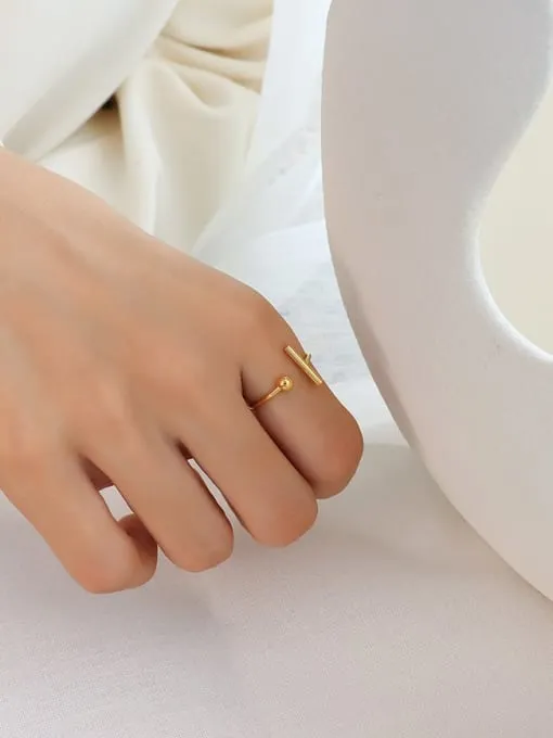 Ball Bar Ring 18k gold plated Adjustable Luxury Fashion Dainty Ring