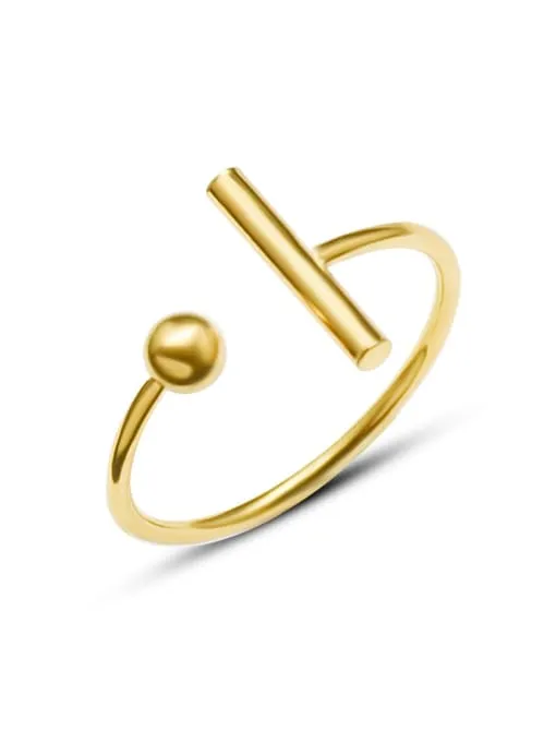 Ball Bar Ring 18k gold plated Adjustable Luxury Fashion Dainty Ring