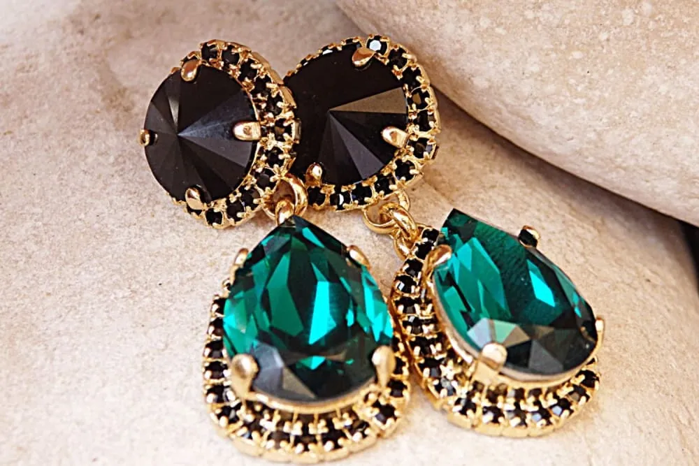 Black Emerald Chandelier Earrings