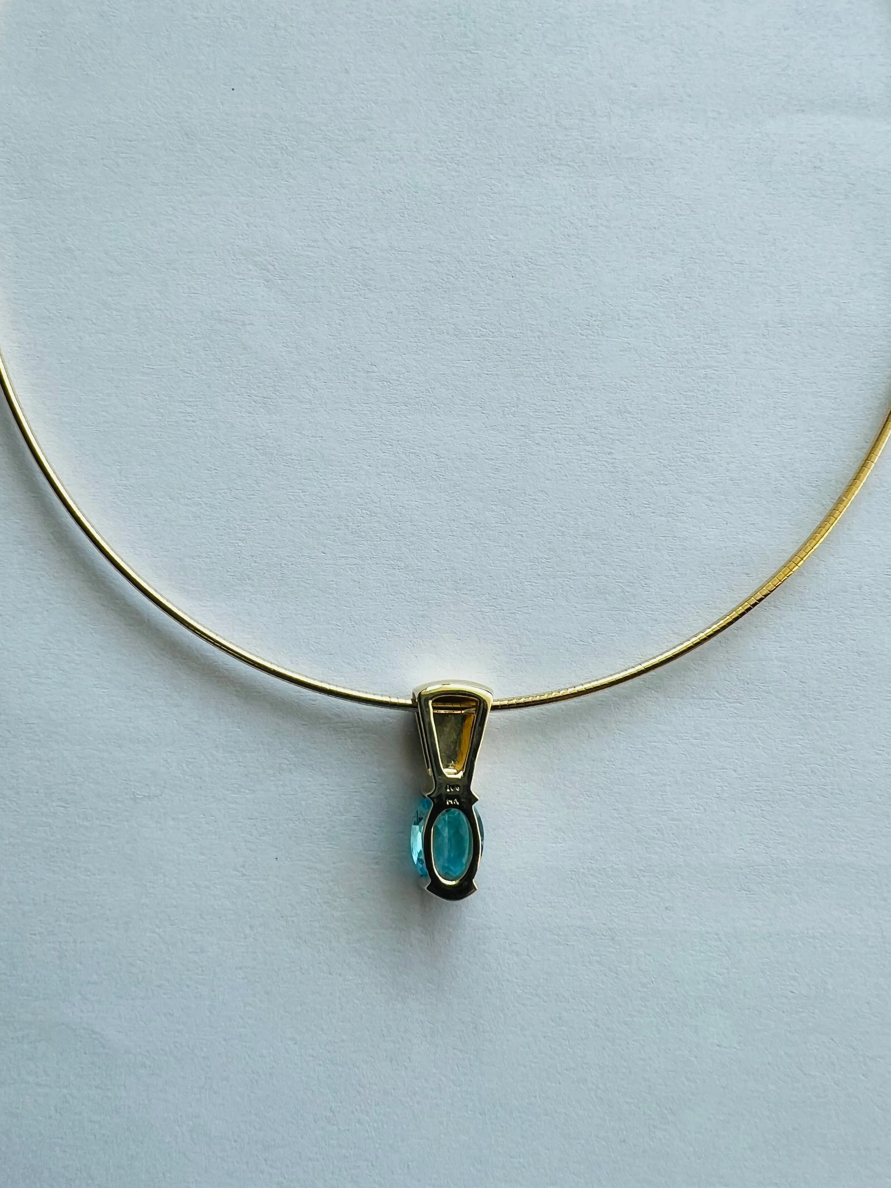 Blue Topaz Opal Yellow Gold Slide Pendant Necklace