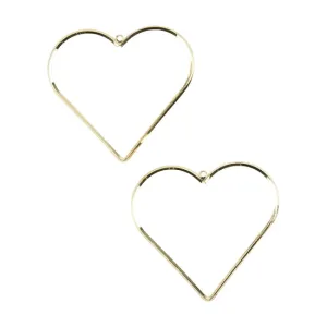 Brass Pendants - Heart 18k Gold Plated - Pkg/2