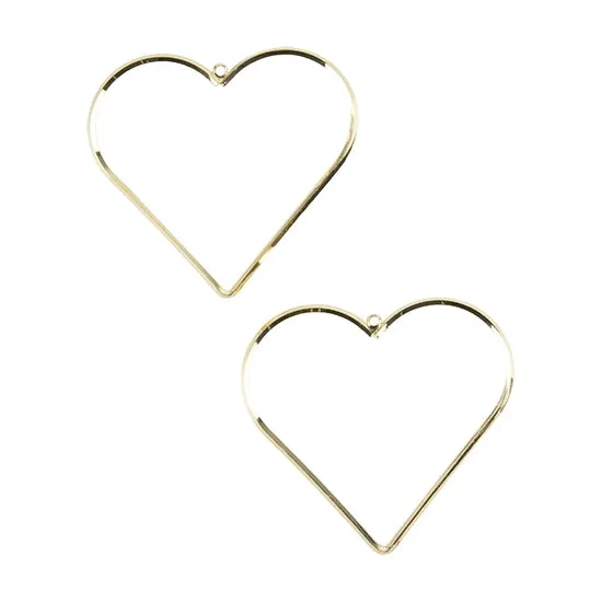 Brass Pendants - Heart 18k Gold Plated - Pkg/2