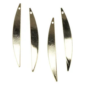 Brass Pendants - Long Blade - 18k Gold Plated - Pkg/4