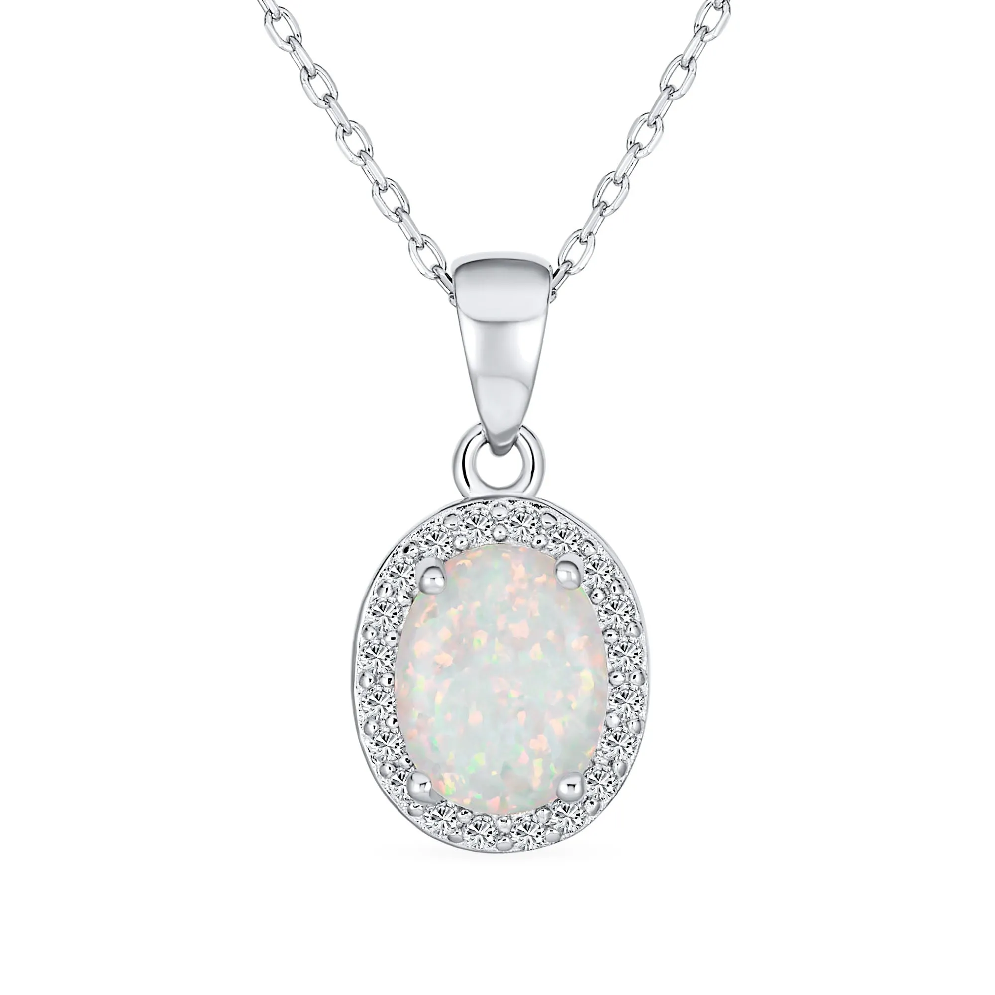 Bridal CZ Halo Solitaire Orange White Opal Ruby Teardrop Oval Pendant & Earrings