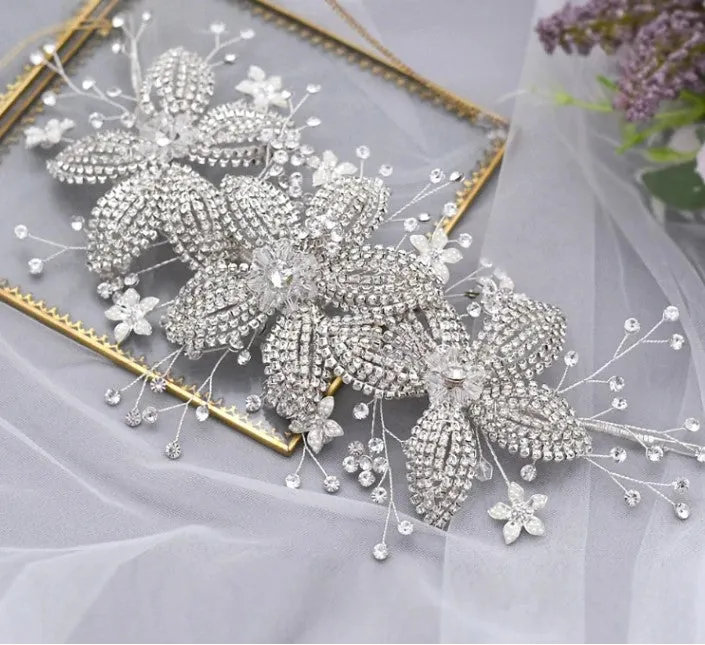 Bridal Hair Brooch Rhinestone HBR-050