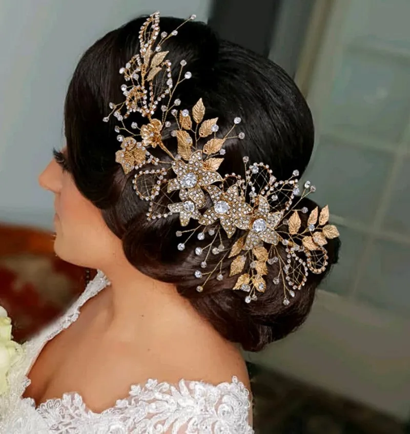 Bridal Hair Brooch Rhinestone Silver HP-079