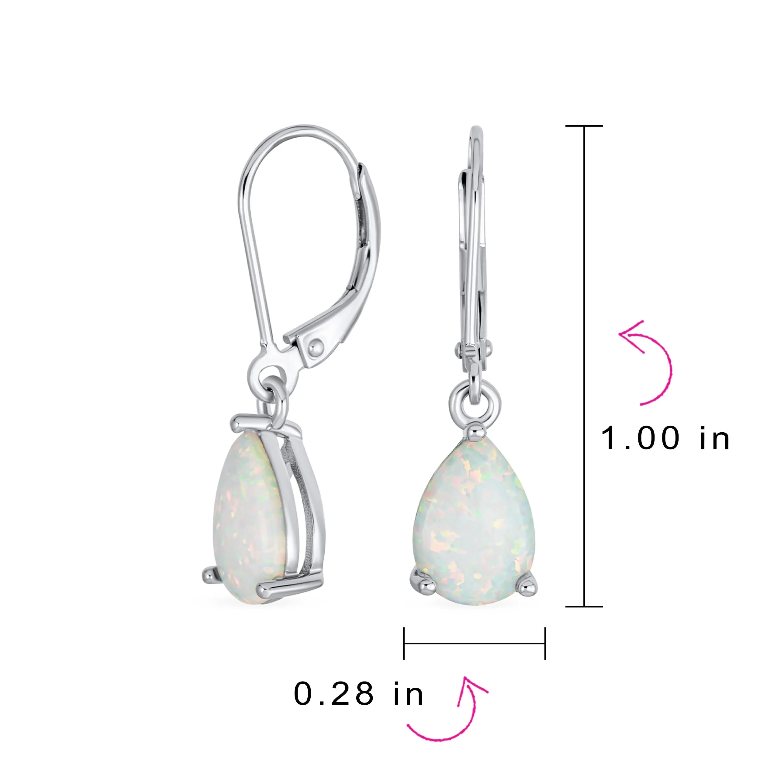 Bridal Necklace with CZ Accent and Opal Teardrop Pendant in Sterling Silver