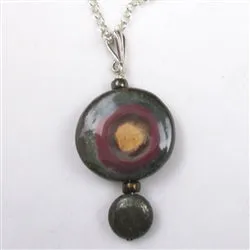 Bull's Eye Kazuri Fair Trade Pendant of Sterling Silver Chain Necklace