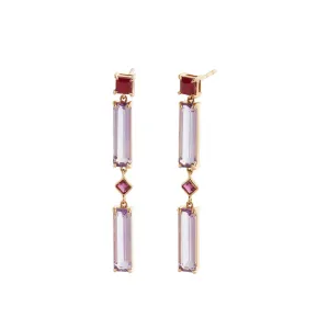 Cascade Earrings - Ruby and Amethyst