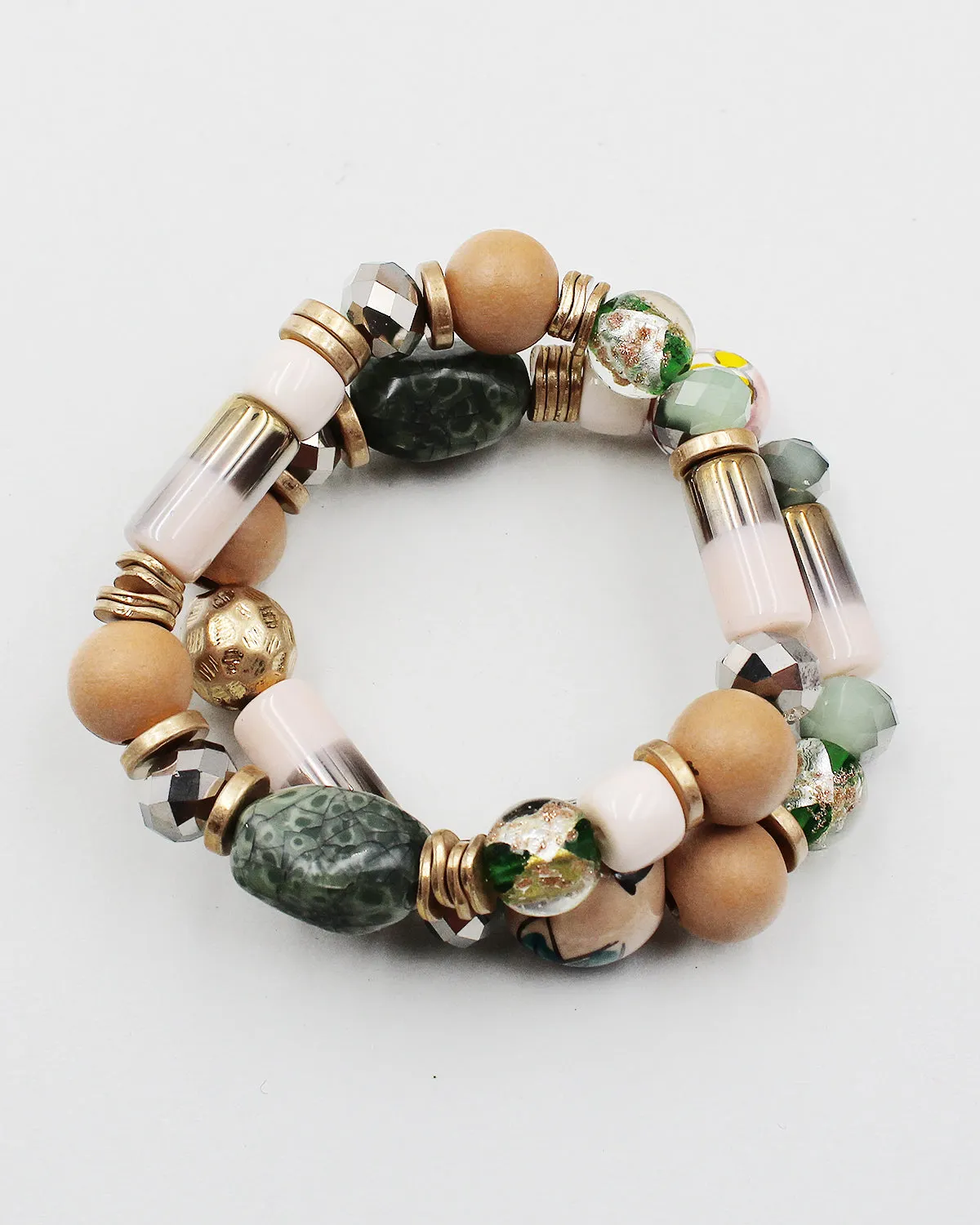 Ceramic Beaded Double Layered Bracelet