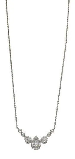 CJE4738S Women's Triple Drop CZ Pendant Necklace 925 Sterling Silver