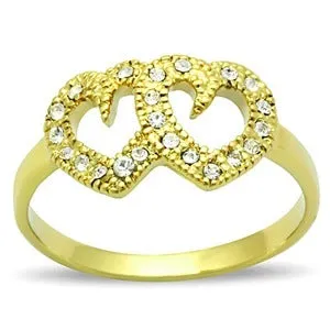 CJG1451 Wholesale Dual Heart Gold Plated Stainless Steel Ring