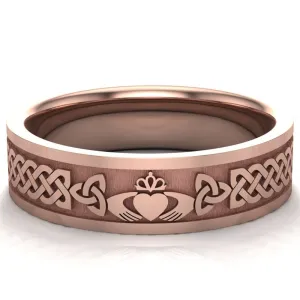 Claddagh Wedding Ring UCL1-14R6MFLAT - 14K Rose Gold