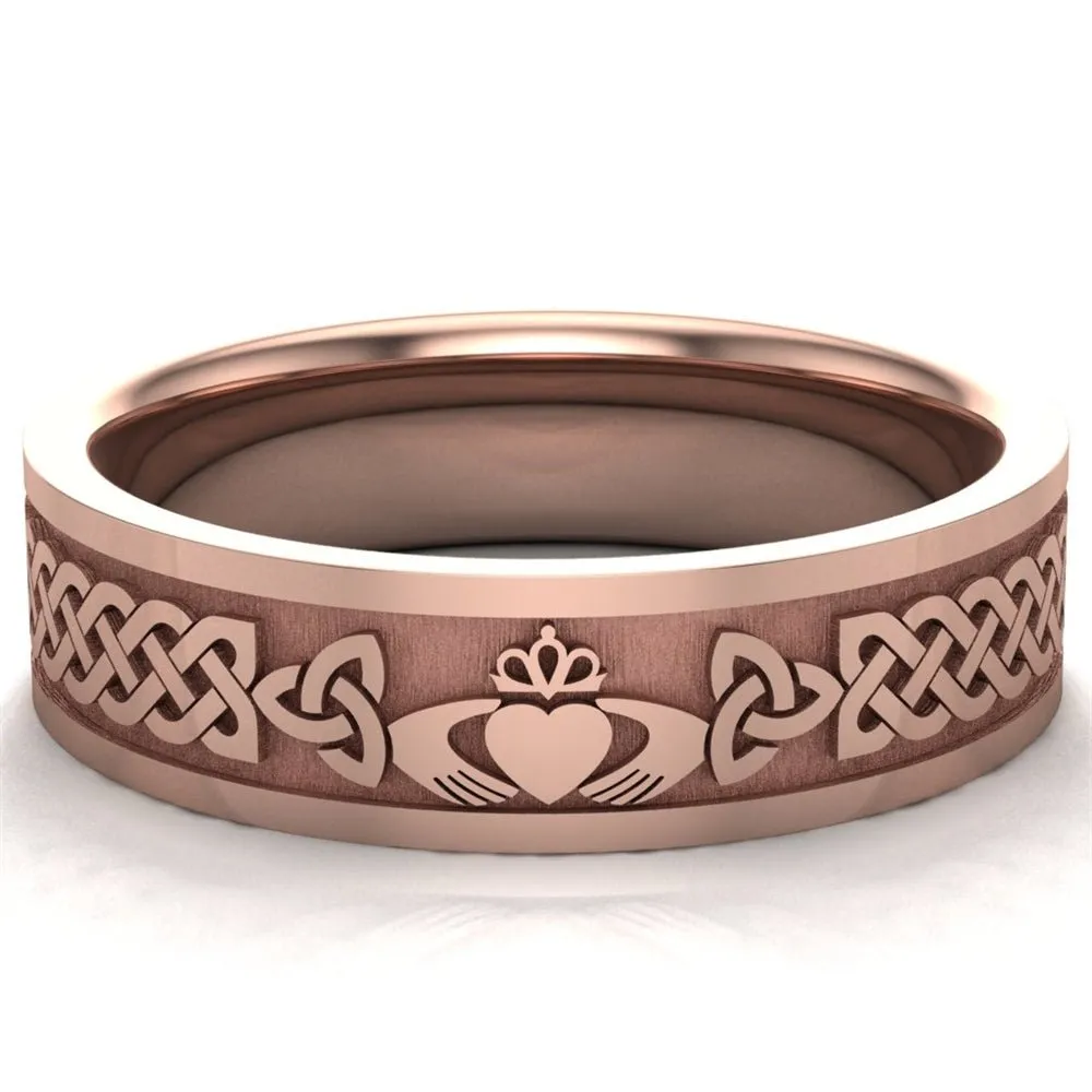 Claddagh Wedding Ring UCL1-14R6MFLAT - 14K Rose Gold