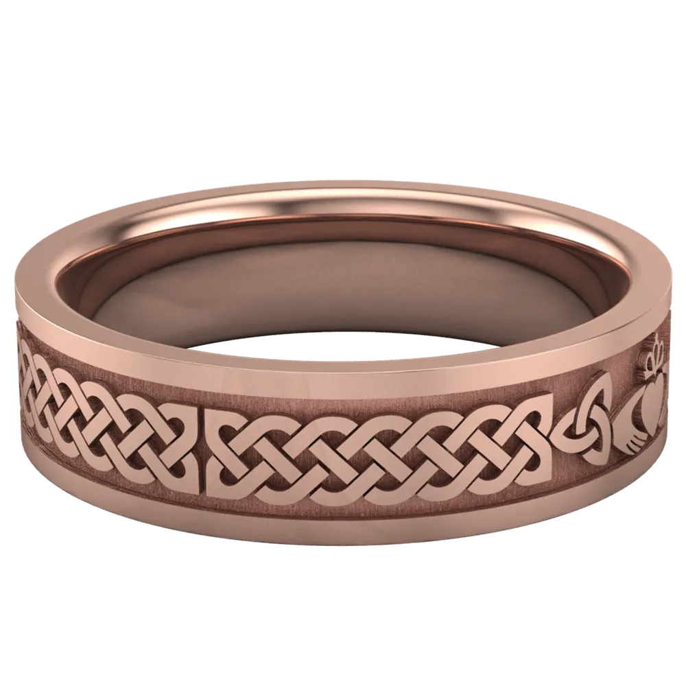 Claddagh Wedding Ring UCL1-14R6MFLAT - 14K Rose Gold