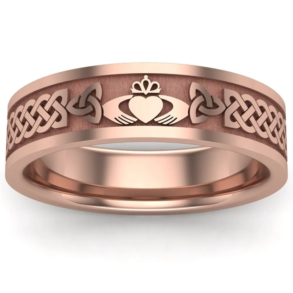 Claddagh Wedding Ring UCL1-14R6MFLAT - 14K Rose Gold