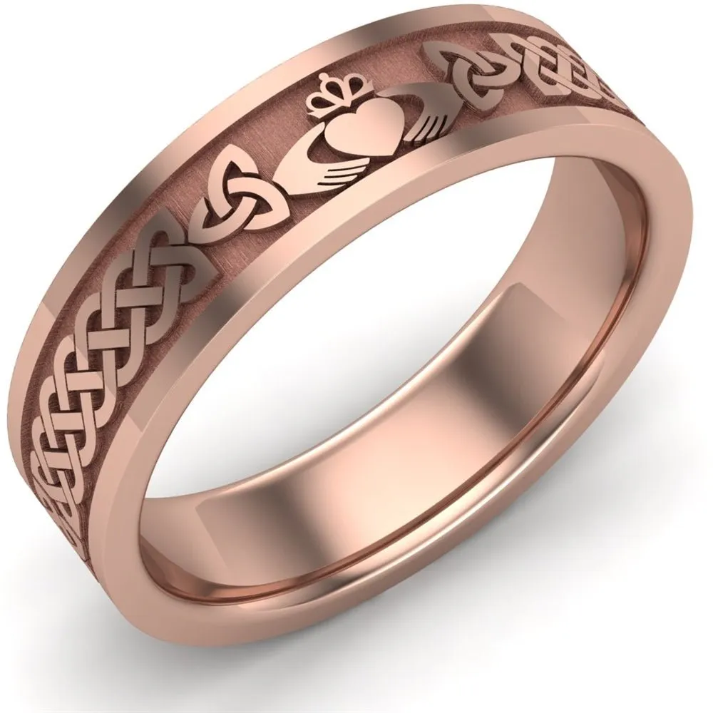 Claddagh Wedding Ring UCL1-14R6MFLAT - 14K Rose Gold