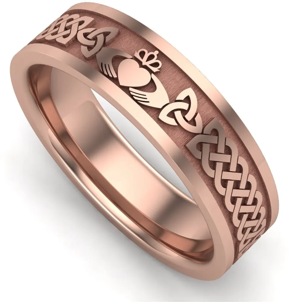 Claddagh Wedding Ring UCL1-14R6MFLAT - 14K Rose Gold