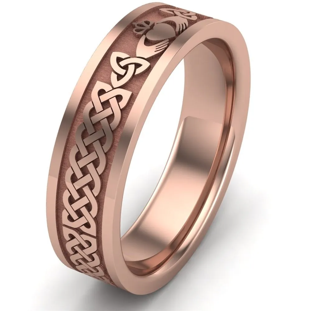 Claddagh Wedding Ring UCL1-14R6MFLAT - 14K Rose Gold